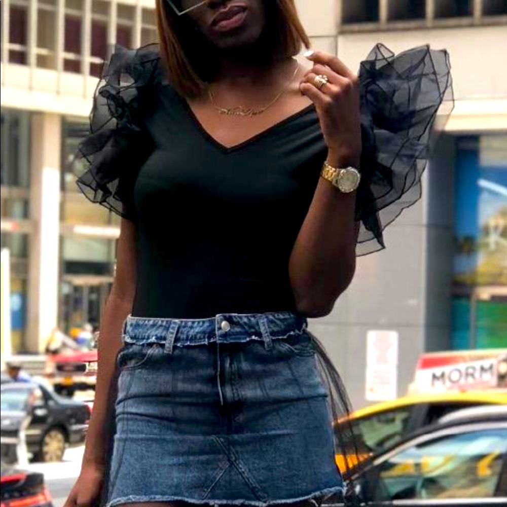 Ruffle Shoulder Bodysuit - Picture 1 of 8